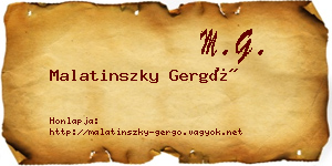 Malatinszky Gergő névjegykártya